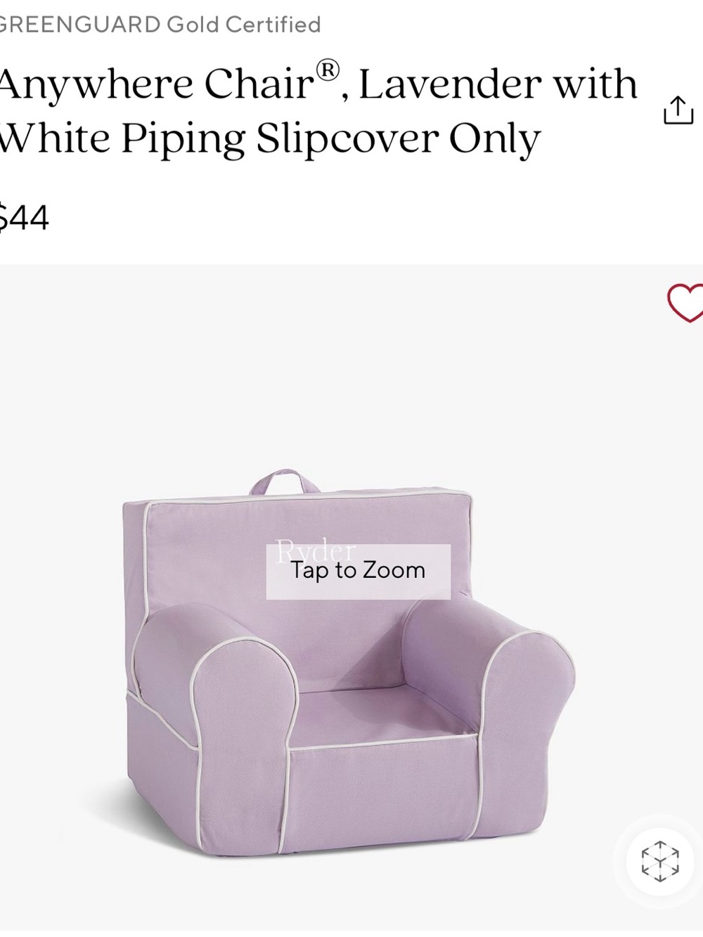 Pottery Barn Kids Anywhere Chair Slip Cover Only- Lavender Monogrammed